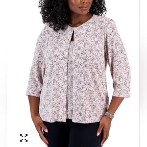 Alex Evenings  Hook-Front Jacket & Tank Top Set